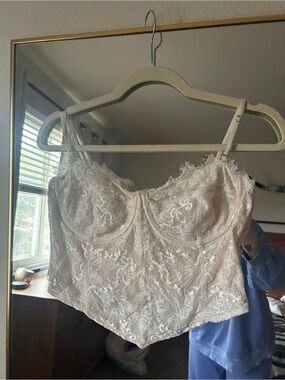 Free People Ivory Lace Bustier Tank